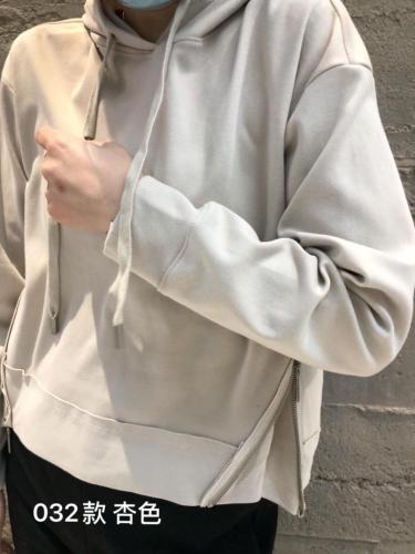 现货春设计感简易双拉链连帽卫衣女长袖休闲裤,女装卫衣/绒衫,ABout阿布