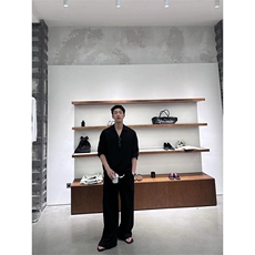 天丝亚麻长袖V领衬衫宽松直筒裤套装TZ087-P100上衣P50裤子P50，男装衬衫，星座1004-3