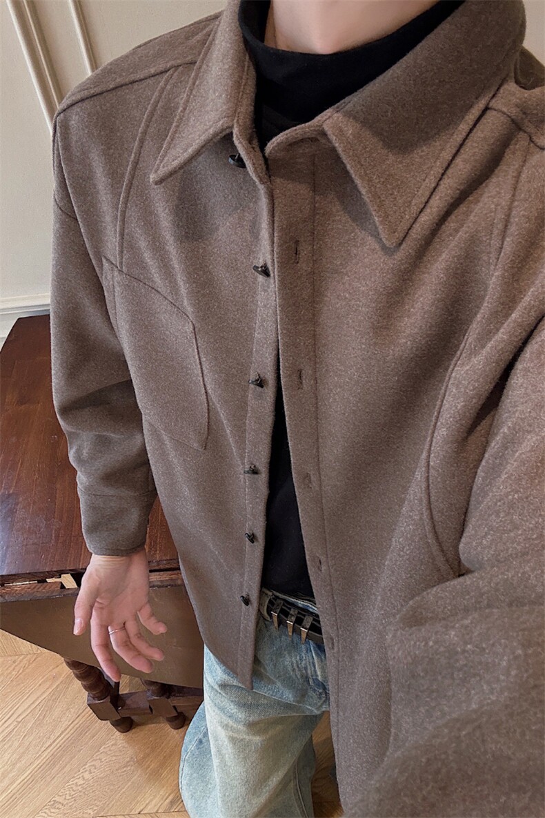 秋季男装夹克复古毛呢外套潮牌宽松百搭上衣XZ514-2-CS2610-P68,男装夹克,星座514-2(原B239)