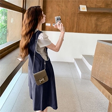 韩版刺绣阔腿背带裤套装女2025夏季新款慵懒风休闲显瘦短裤两件套，女装套装/套裙，2C211