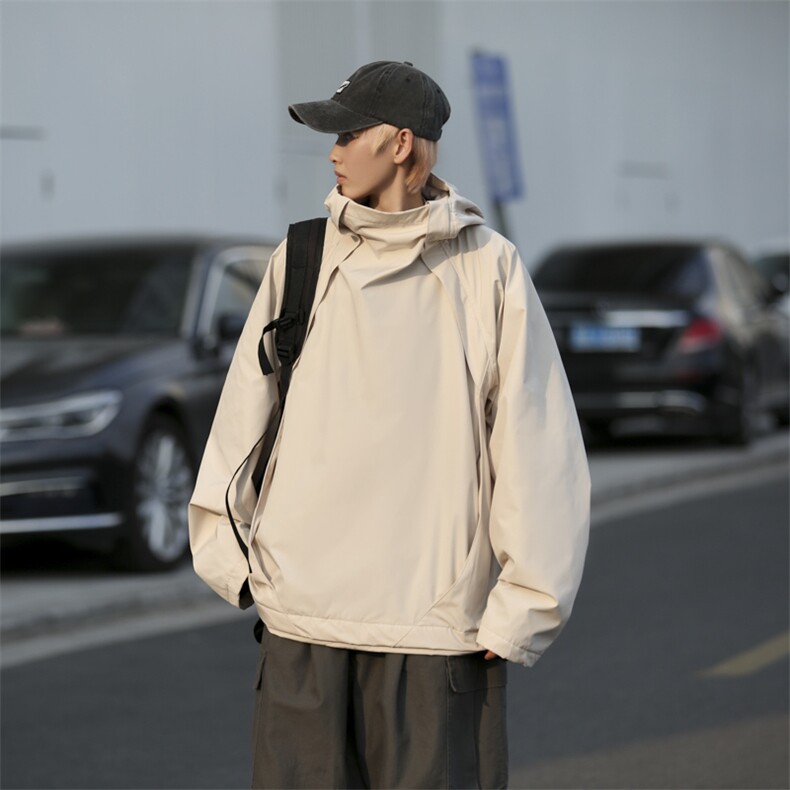 港风秋款男高领连帽工装拼接冲锋衣外套JK86P70,男装夹克,星座1013-1