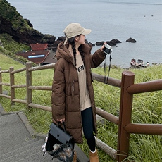 白色中长款90白鸭绒羽绒服女冬季2025新款小个子韩系宽松加厚外套，女装棉衣/棉服，冬木谷雨