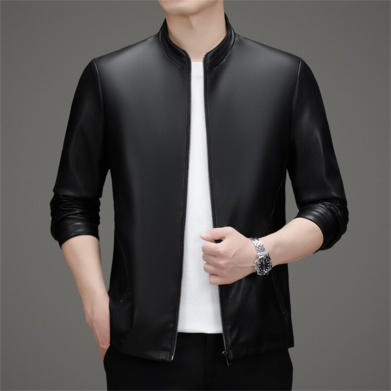 皮夹克男士2025年秋季真皮新款潮流立领派克服商务休闲皮衣外套男,男装夹克,电商B212（原钱塘6029）
