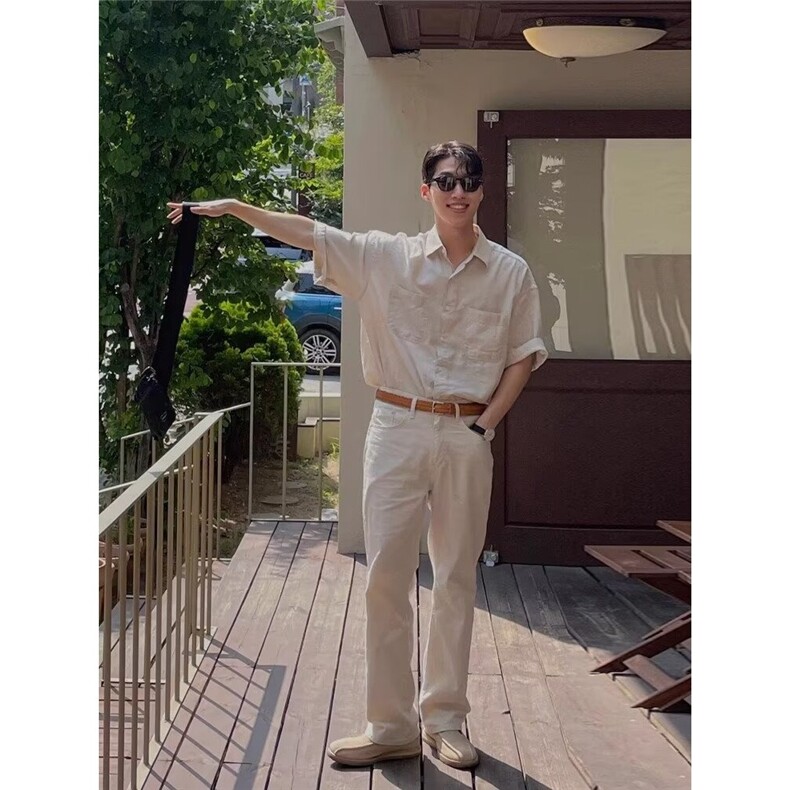 夏季短袖衬衫男士2025新款韩版薄款衬衣高级感轻熟风痞帅上衣ins,男装衬衫,星座506A