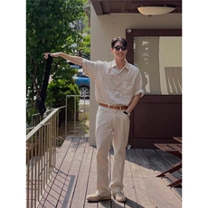 夏季短袖衬衫男士2025新款韩版薄款衬衣高级感轻熟风痞帅上衣ins，男装衬衫，星座506A