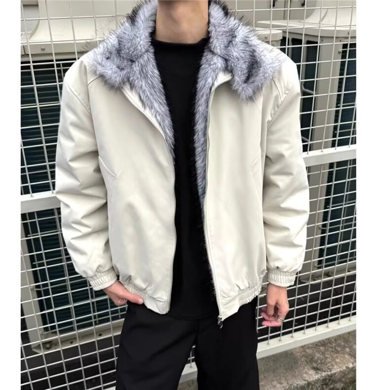 AA1879P95座山雕翻领毛领棉衣男女情侣宽松夹克棉服,男装夹克,电商B323A