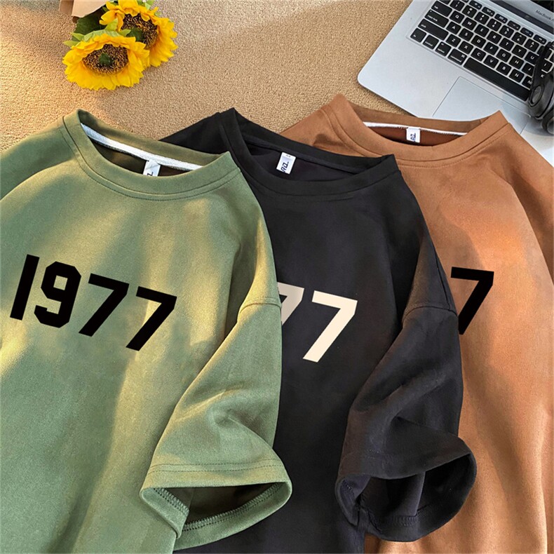 直播品质重磅220克麂皮绒1977印花短袖TJ2301-特p19,男装T恤,星座508（原C305）
