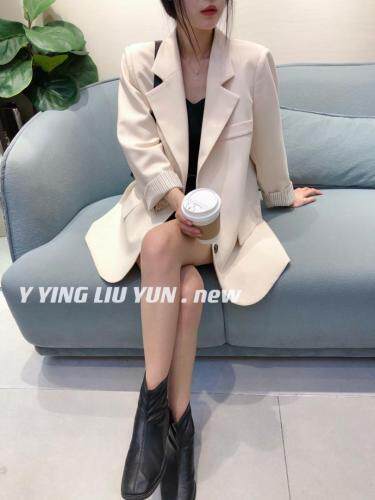 韩版条纹里衬西装外套，女装西装，迎盈柳韵