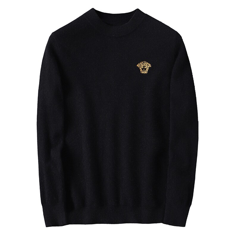 2540冬季新款加厚澳洲山羊绒保暖休闲美杜莎刺绣毛衣(M-4XL,男装针织衫/毛衣,钱塘2010-1