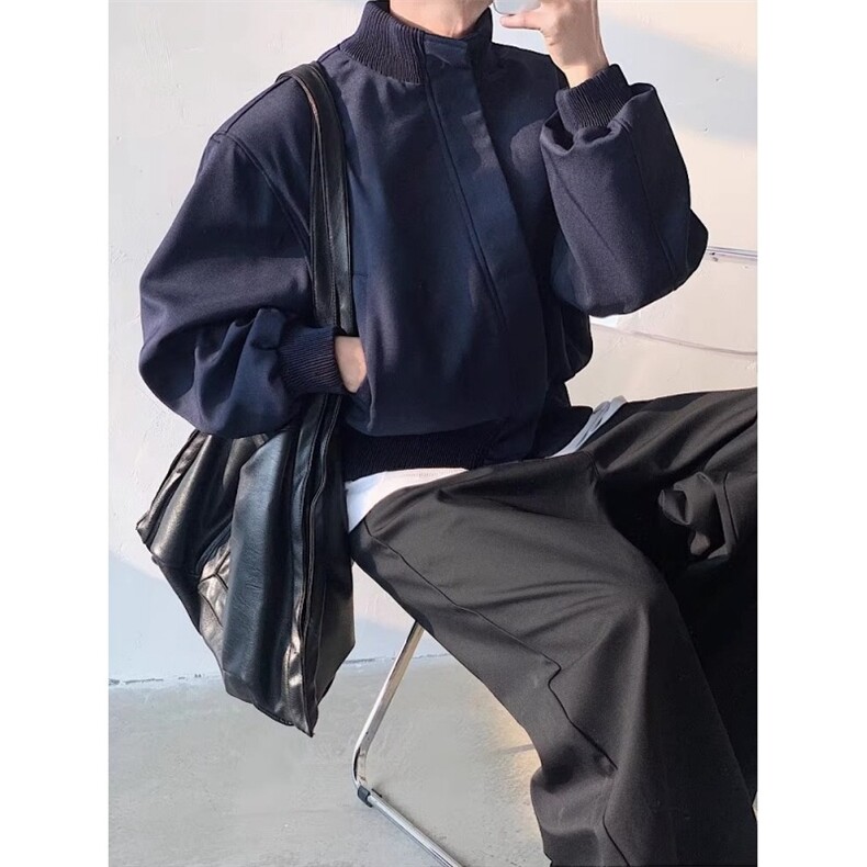 美式复古垫肩外套男春秋季新款2025设计高级感青少年立领飞行夹克,男装夹克,星座715-4