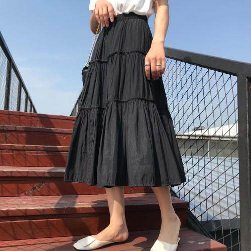 包边拼三截裙子，女装，布意情怀