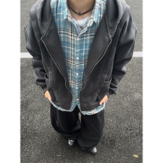 抖音得物高品质二开25秋冬美式重磅宽松结构设计连帽卫衣外套W78，男装卫衣，电商A486-1