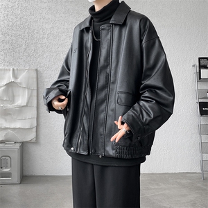 8XL-M 皮衣外套男港风复古美式加绒加厚皮夹克机车PY858P95控128图片