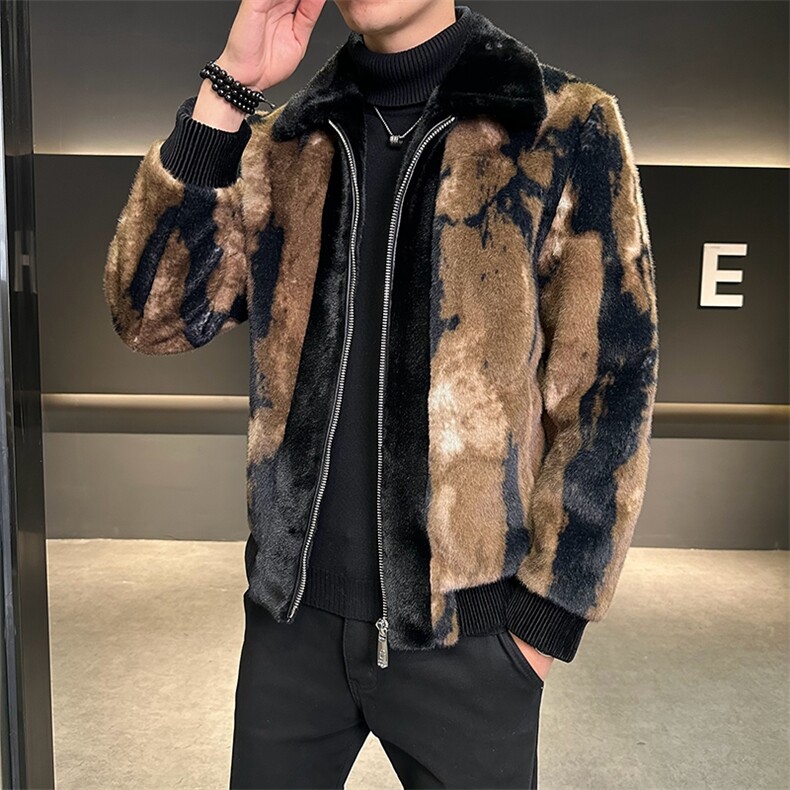 冬季男士时尚加厚仿皮草保暖爸爸装商务夹克外套ZX8882-P245,男装夹克,星座1105-3