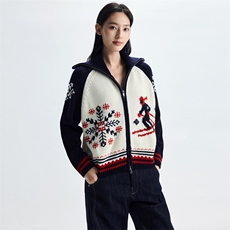 2025年秋季长袖雪花开衫时尚百搭通勤简约休闲，女装羊绒衫，致织羊绒