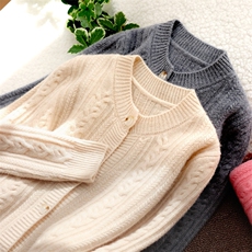 儿童宝宝羊毛针织开衫麻花圆领男女童保暖针织打底毛衣外套，童装毛衣，初丹羊绒童装