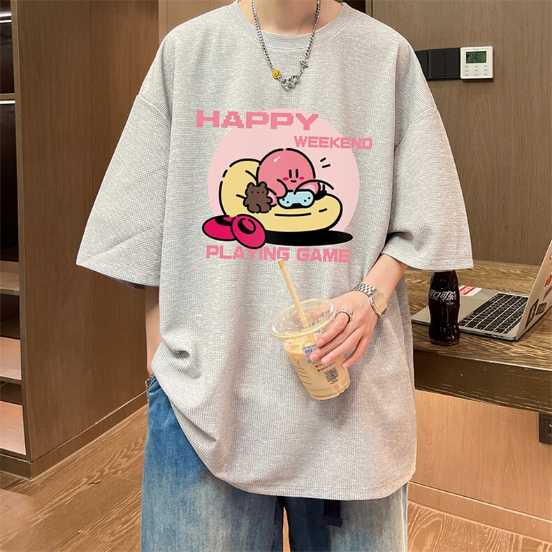 华夫格t恤男短袖男大码五分袖酒店风HT73313-P22,男装T恤,电商A040