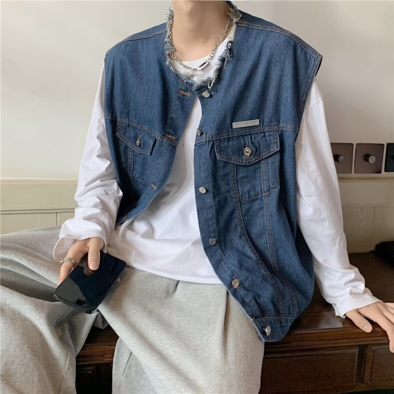 男秋季新款夹克背心牛仔个性外套马甲B8005P42,男装背心/马甲,星座1116-2