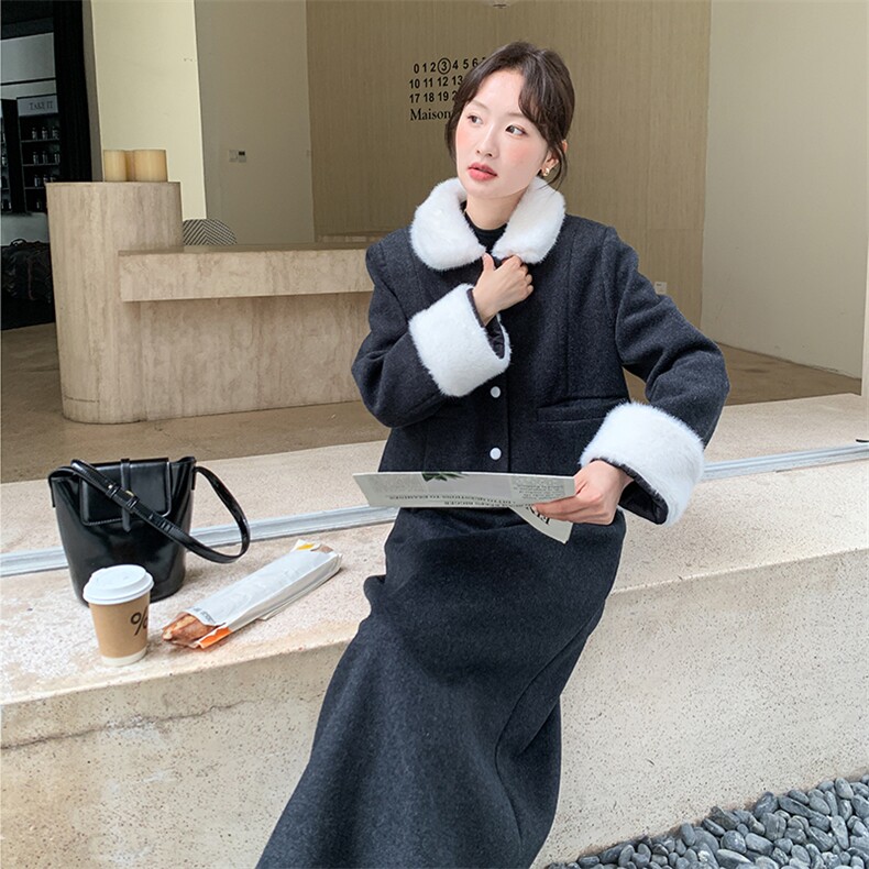 赫本风优雅拼接毛领羽绒内胆加厚半裙套装F698-P215-K328,女装套装/套裙,2C255