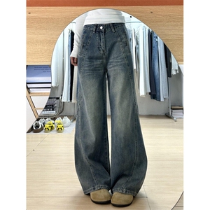 【有货】1071CC-特P48 美式复古蓝牛仔裤男女解构直筒裤子图片