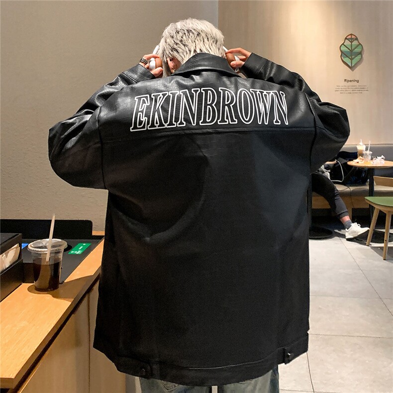 2025港风工装口袋鳄鱼纹PU皮衣潮流情侣大码M-5XL夹克男JK7757P90，男装夹克，星座227-7