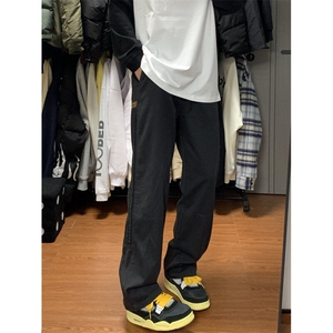 有货 黑色三条杠速干工装裤男款夏季美式条纹运动裤子 B842HH-P50图片