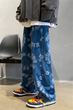 推荐！港风宽松潮流直筒牛仔长裤男女B377-N679-P4558图片