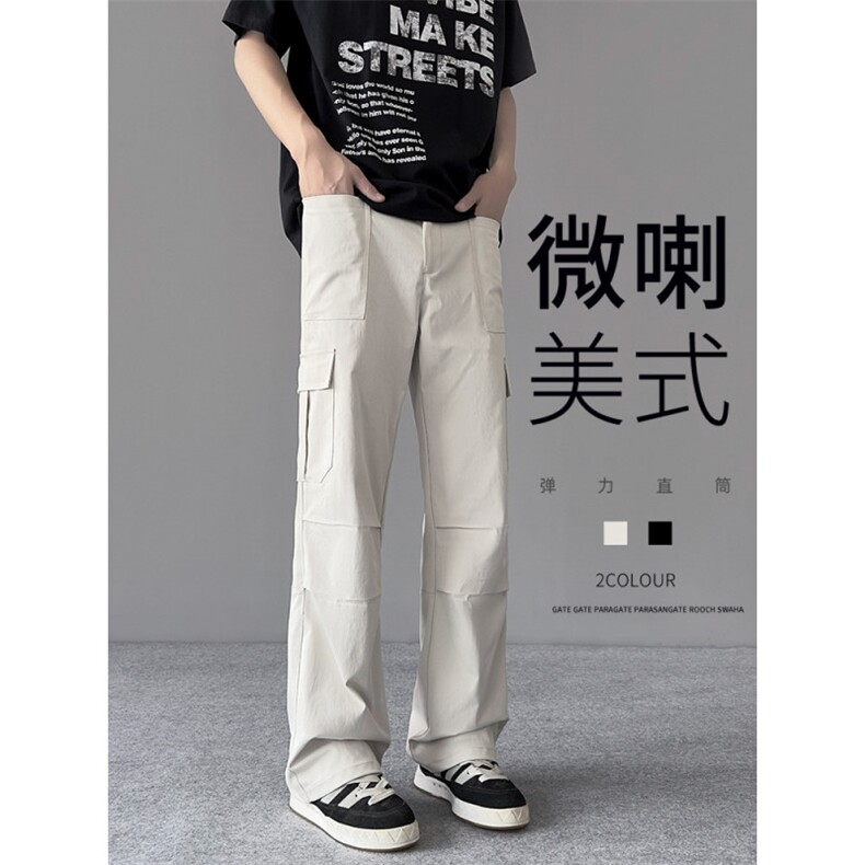 直筒工装裤日系复古多口袋休闲长裤男,男装工装外套,星座410-7