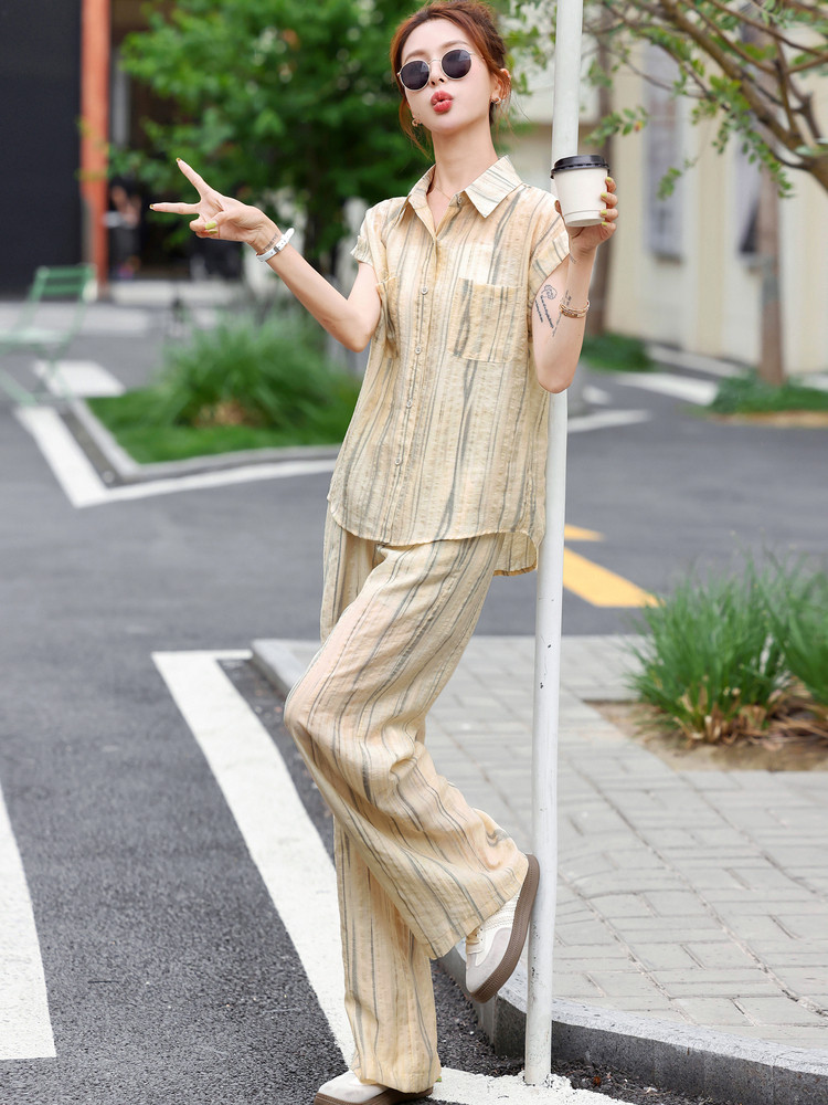 夏季穿搭时尚套装女2025夏装新款洋气减龄显瘦休闲百搭两件套潮,女装套装/套裙,梦依杭