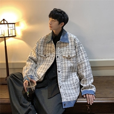 TP75现货小香风拼接牛仔系列小众中性男女夹克外套A170-W315，男装工装外套，电商A170