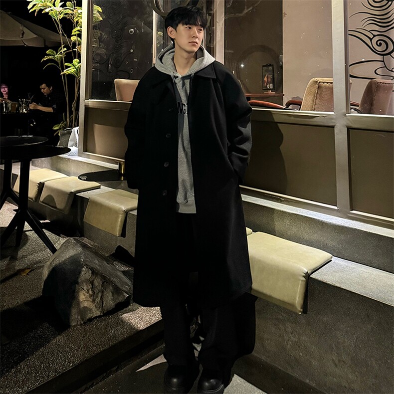 现货~韩系长款呢子大衣cleanfit过膝加长风衣外套Y906-P135,男装风衣,星座1004-3