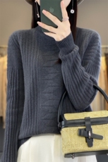 加厚半高领羊毛衫女秋冬新款针织衫宽松时尚提花羊绒衫毛衣打底，女装针织衫/毛衣，暖绒情旗舰店
