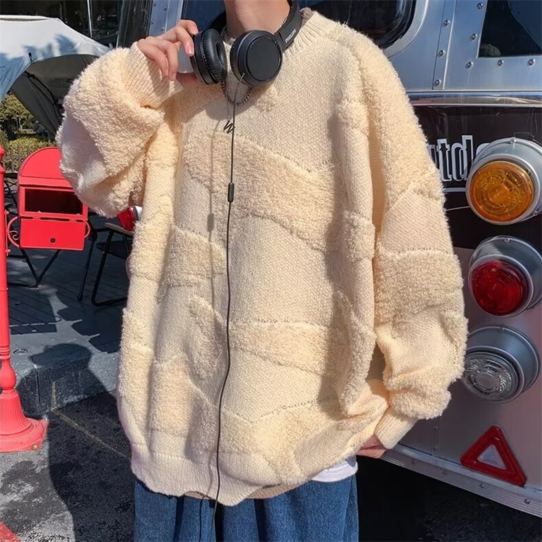 秋冬季情侣潮牌高级感针织衫外套提花假两件圆领毛衣男M1031-P48,男装针织衫/毛衣,星座512-2