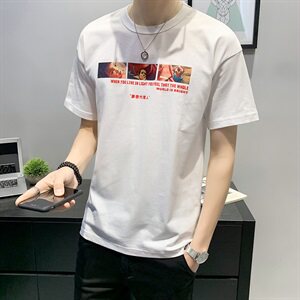 2021夏装店主风印花纯棉T恤男短袖圆领宽松t恤B248-NS9044-P35