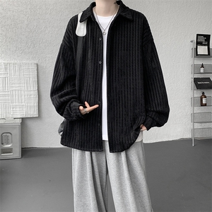 8XL-M鱼骨纹小香风衬衫男生春秋衬衣宽松慵懒垂感外套CS29009P45图片