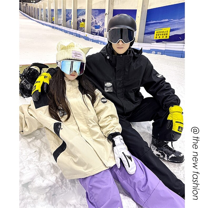 户外连帽中性风防水防风加绒加厚时尚滑雪服外套M35-P125控178,男装棉衣,电商A001