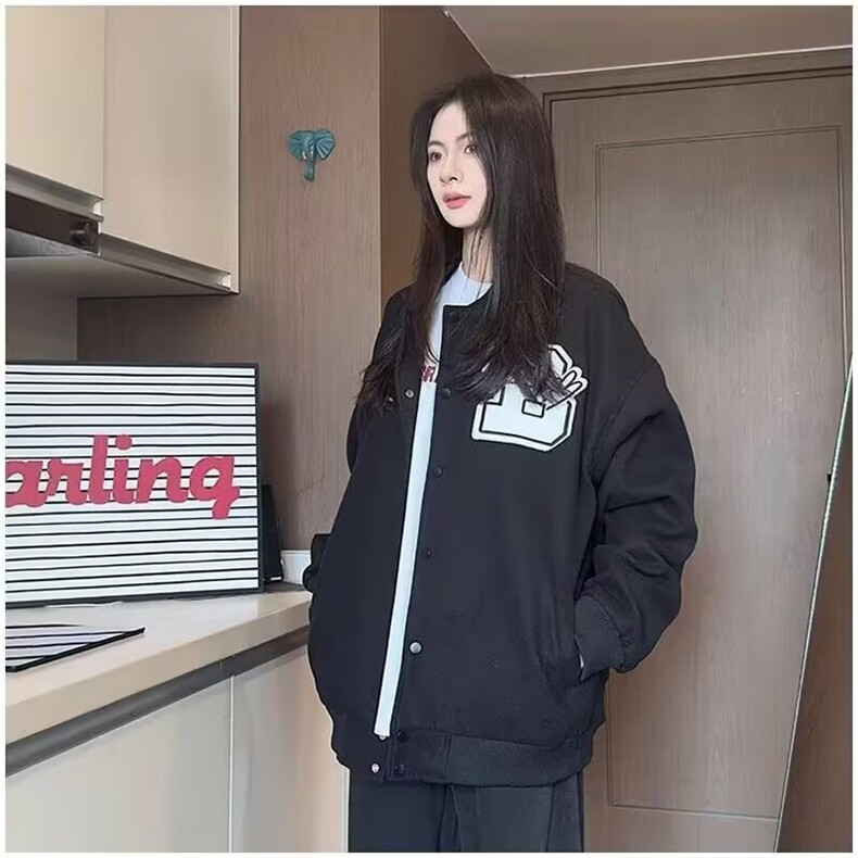 美式复古街头刺绣飞行夹克男女小众设计感宽松百搭boxy棒球服外套,男装夹克,星座506A