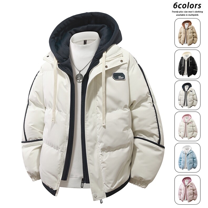 棉服男2025新款冬季假两件连帽棉袄青年加厚棉衣外套潮MY0888-P82,男装棉衣,星座610（原A335）