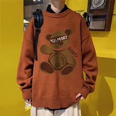 1港风新款宽松休闲中性情侣潮流印花毛衣男外套7788P48加绒P55，男装针织衫/毛衣，星座226-2