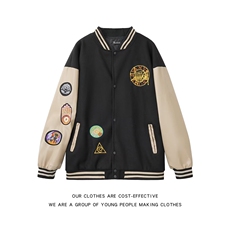 美式复古设计感棒球服外套男春秋2025新款夹克学院风潮牌上衣，男装夹克，星座1018A