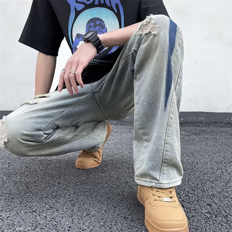 青春流行ins男直筒水洗牛仔裤P45,男装牛仔裤,星座1116-2