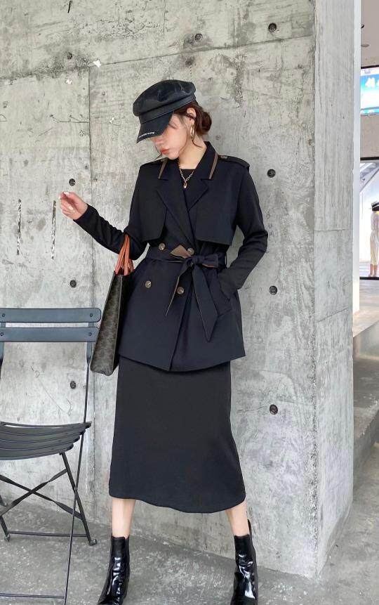 【现货】马甲两件套连衣裙，女装马夹，芷炫