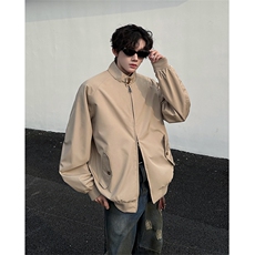 8XL-M美式复古棒球服外套男特大码潮牌双拉链立领夹克衫JK005P85，男装夹克，电商B312