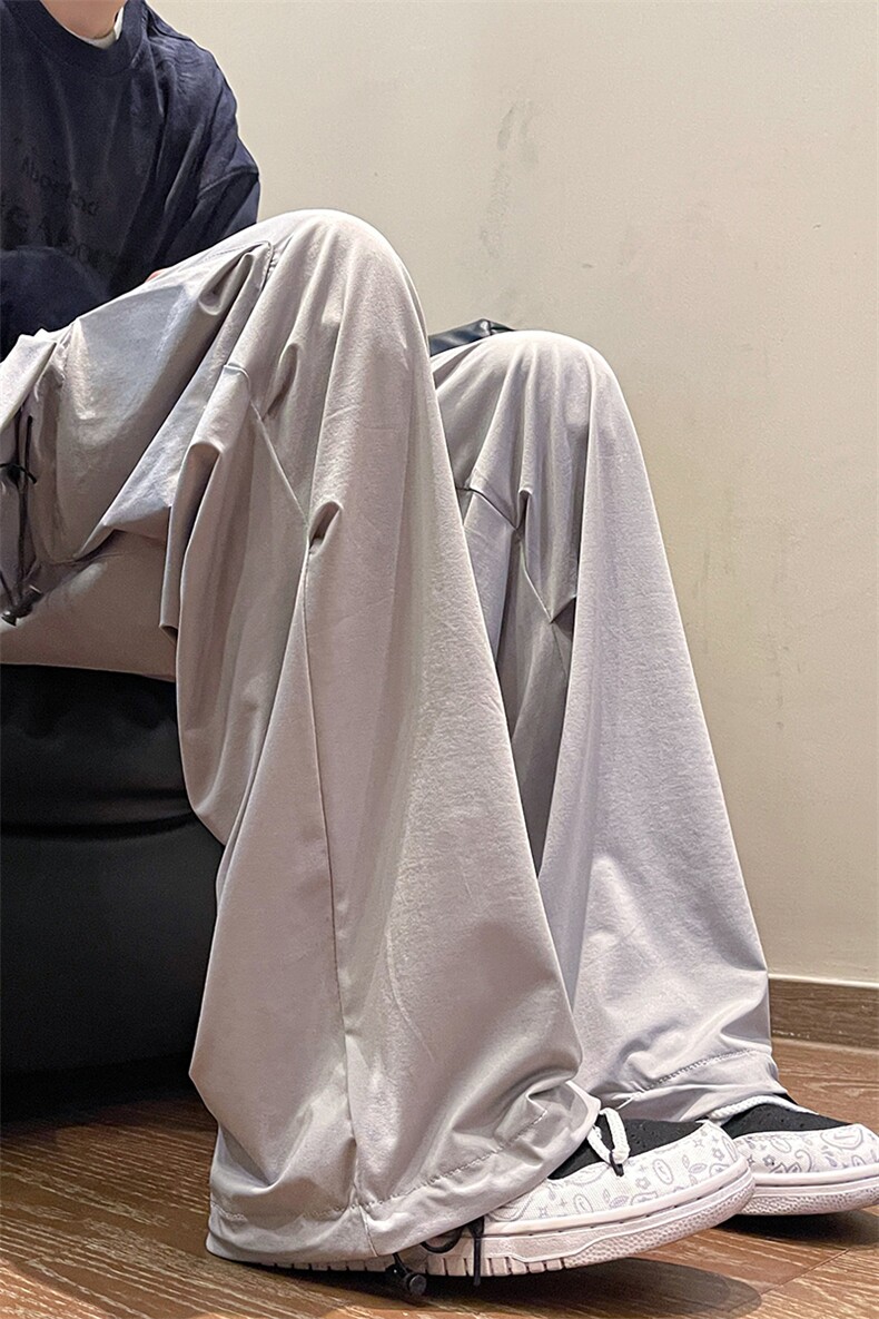 8XL-M特大码冰丝裤男美式工装裤高腰垂感宽松防晒阔腿裤K962P45,男装休闲裤,电商D206-1