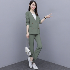 2021春秋款舒适潮流气质纯色西装两件套修身小个子显瘦髦洋气减龄，女装套装/套裙，瑶迪依秀