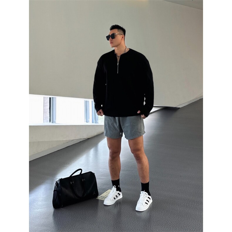 【有货】cleanfit半拉链华夫格卫衣男款圆领长袖t恤W007LL-特P38,男装卫衣,星座1007（原301D）