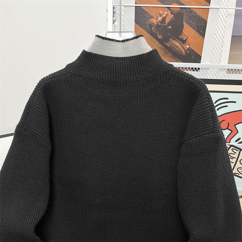秋冬款高品质假两件双层高领毛衣保暖针织衫外套M304P65,男装针织衫/毛衣,星座1013-1