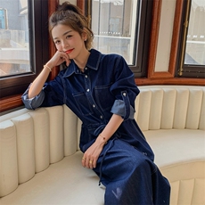 新品现货单排扣牛仔连衣裙款号3707-P125K188，女装连衣裙，浙宝305