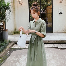 已出货2020夏季新款绿色连衣裙225-1943-P105（控158），女装连衣裙，浙宝225