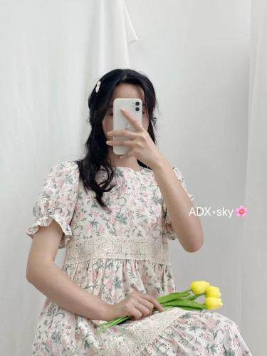 夏季碎花棉麻连衣裙，女装连衣裙，奥帝秀